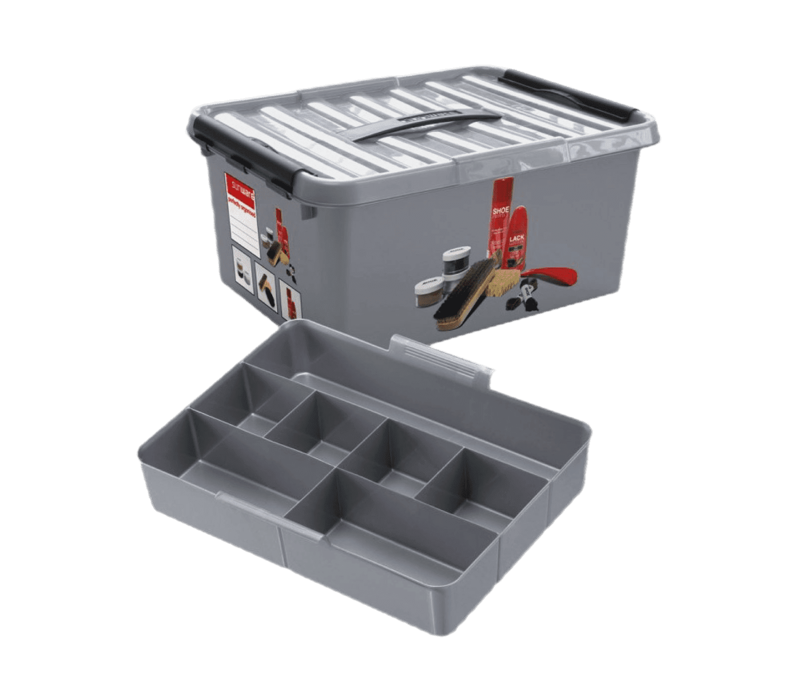 Sunware Q-line schoenpoetsdoos met inzet 15L metaal zwart