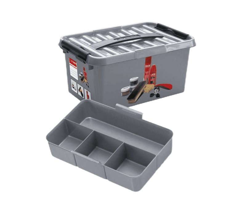 Sunware Q-line schoenpoetsdoos met inzet 6L metaal zwart