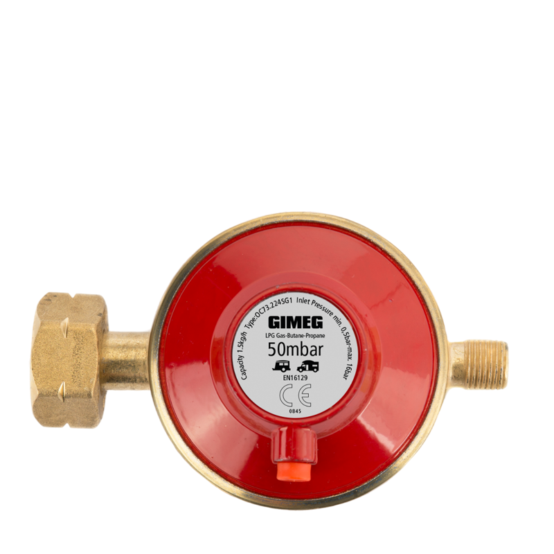 Gimeg Universele Gasregelaar Afblaas 1/4 Inch Links 50Mbar