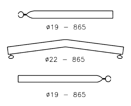 Campking Daksteun gebogen 19/22mm 170-250cm
