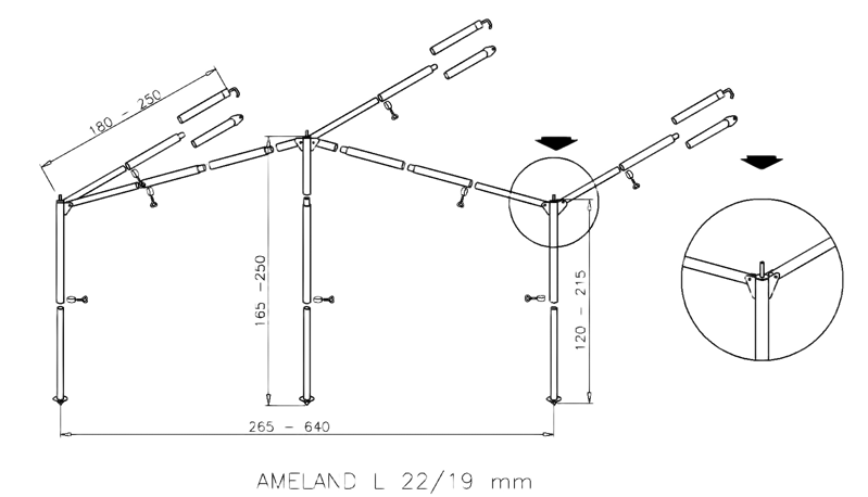 Campking Luifelframe Ameland 19/22mm