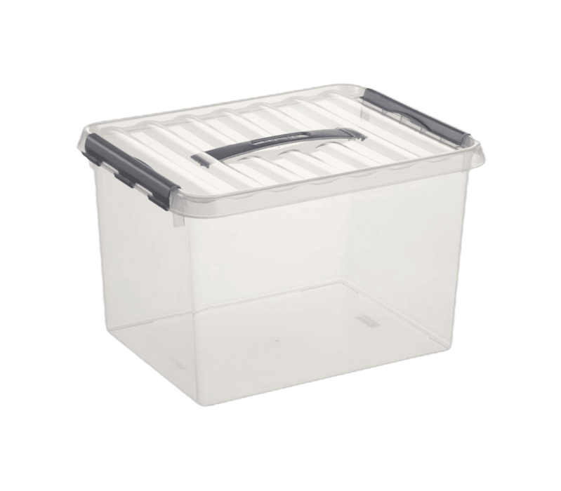 Sunware Q-line opbergbox 22L transp./metaal