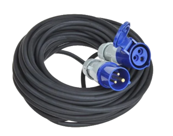 Pro Plus CEE verlengkabel 20M met haakse contrastekker + Schuko stopcontact 3x2,5mm