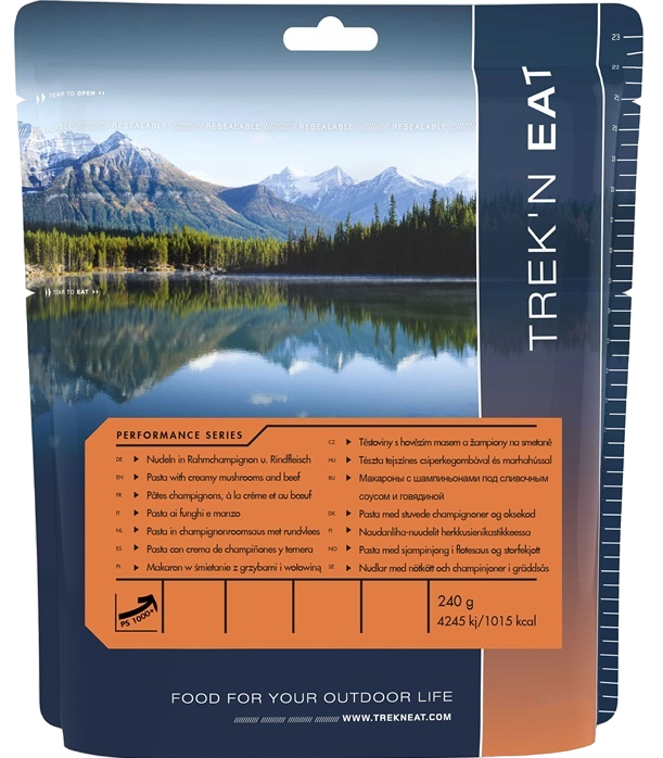 Trek'n Eat Pasta met Champignons, Room en Rundvlees