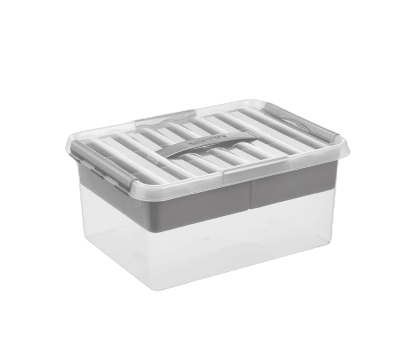 Sunware Q-line opbergbox met inzet 15L transp./metaal