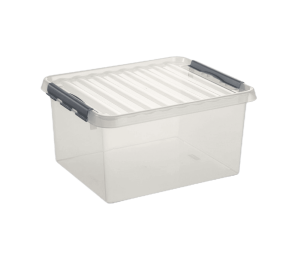 Sunware Q-line opbergbox 36L transp./metaal