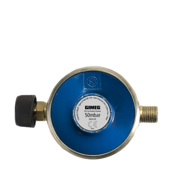 Gimeg Gasdrukregelaar Campingaz 1/4 Inch Links 50Mbar