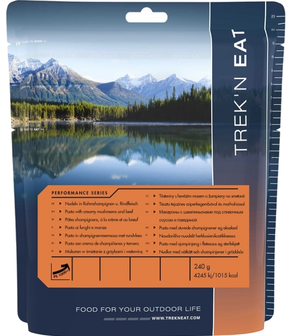 Trek'n Eat Pasta met Champignons, Room en Rundvlees