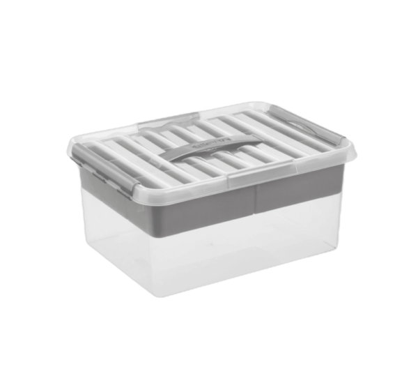 Sunware Q-line opbergbox met inzet 15L transp./metaal