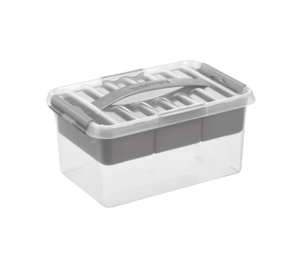 Sunware Q-line opbergbox met inzet 6L transp./metaal