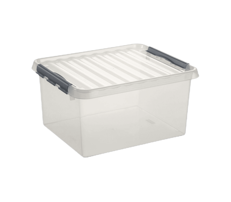 Sunware Q-line opbergbox 36L transp./metaal