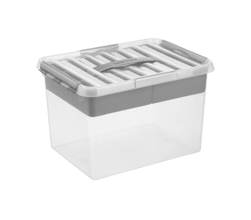 Sunware Q-line opbergbox met inzet 22L transp./metaal