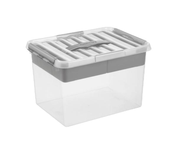 Sunware Q-line opbergbox met inzet 22L transp./metaal