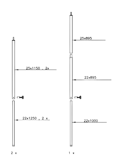 Campking Luifelstokkenset 25mm Alu