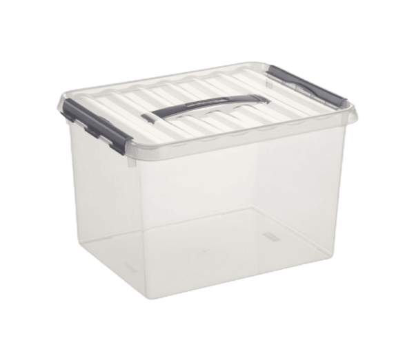 Sunware Q-line opbergbox 22L transp./metaal