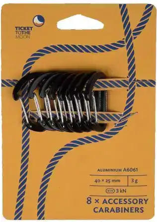 Ticket To The Moon 8x Aluminium Accessory Carabiners