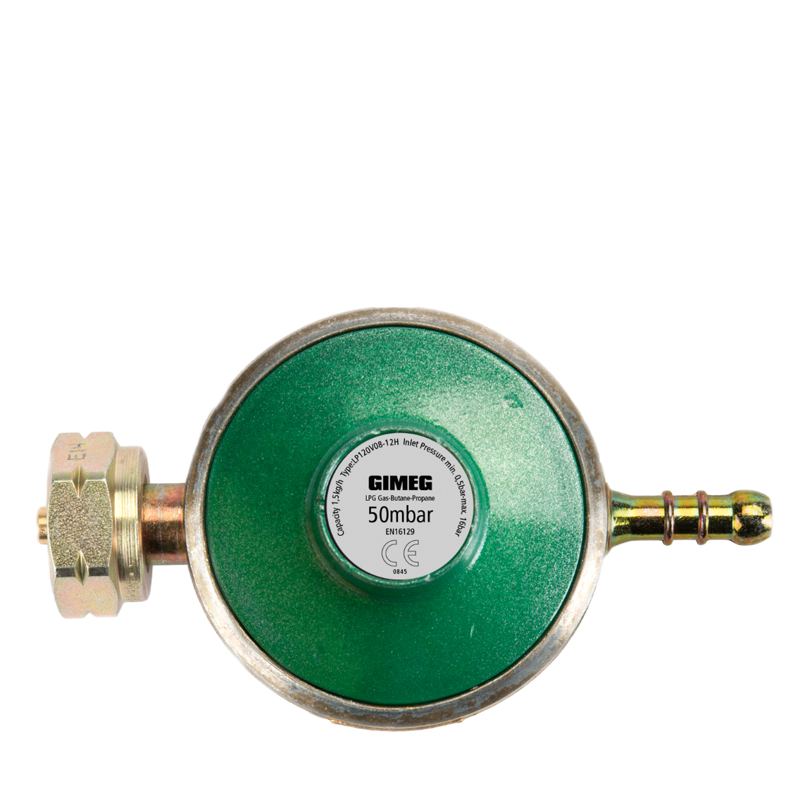Gimeg Universele Gasregelaar met slangpilaar 50Mbar
