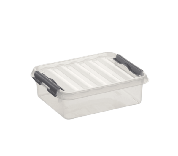 Sunware Q-line opbergbox 1L transp./metaal