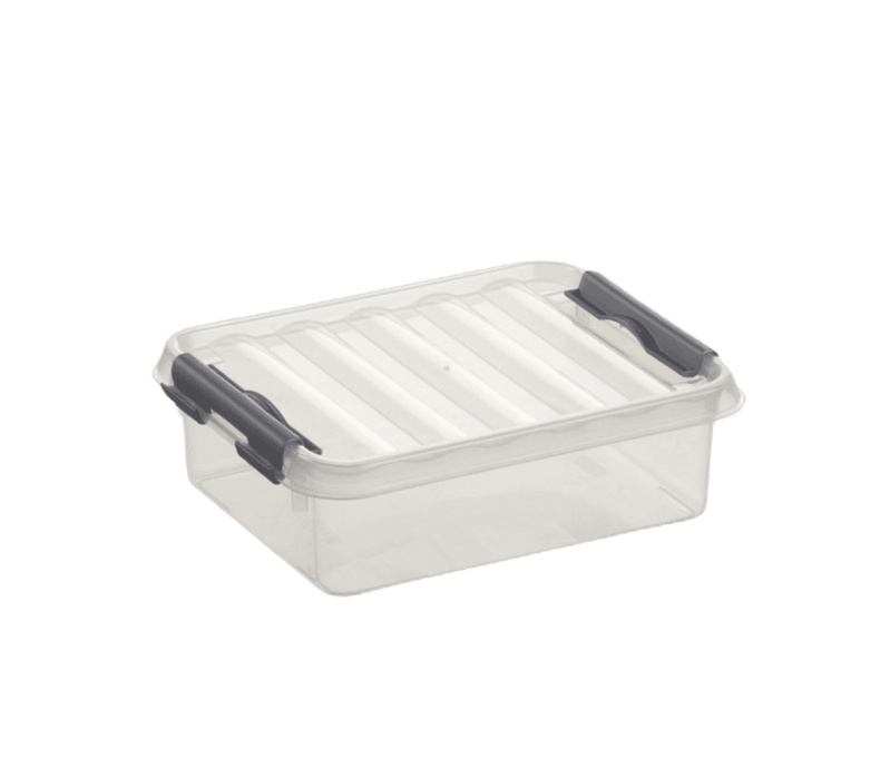 Sunware Q-line opbergbox 1L transp./metaal